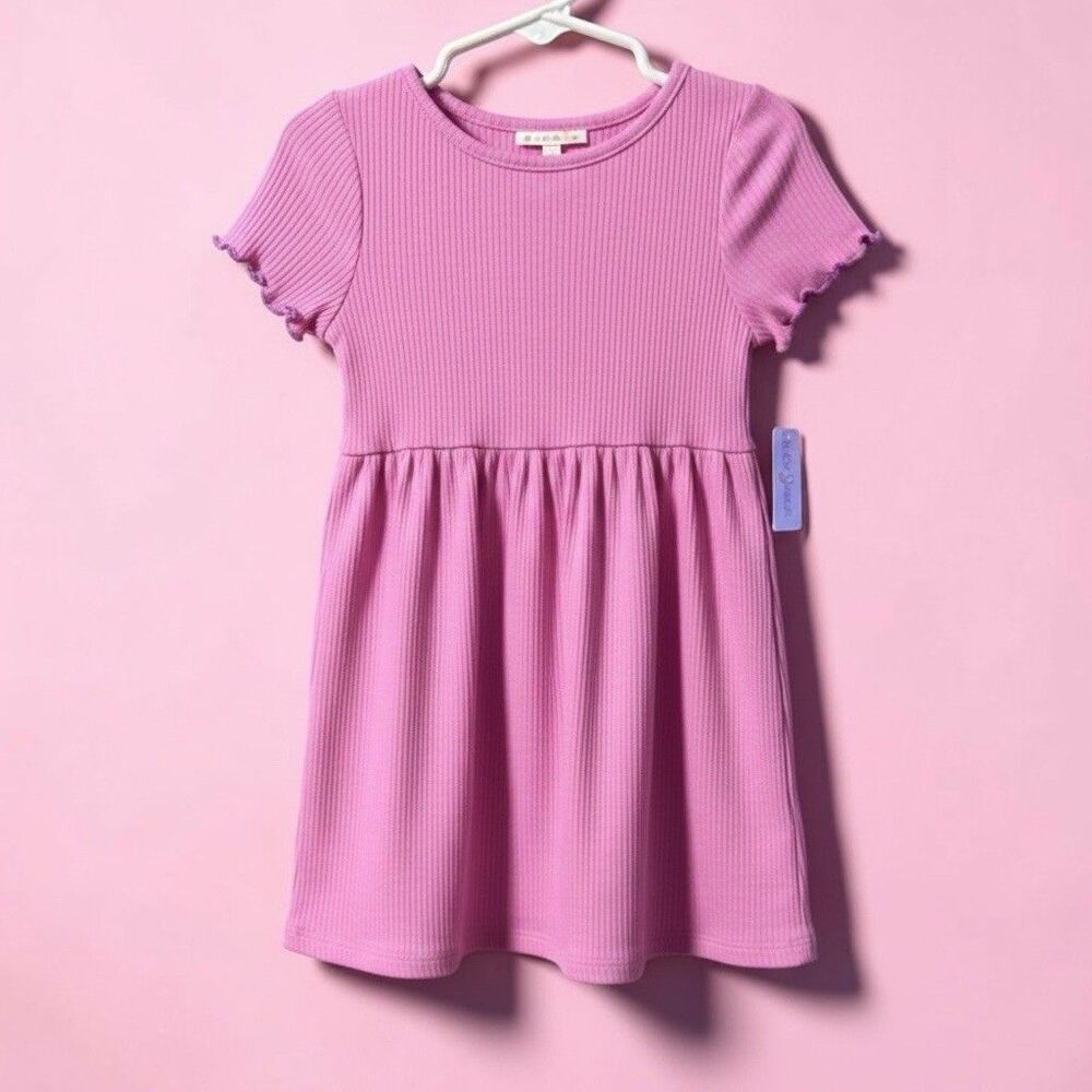 Cat & Jack Toddler Girls 4T Ribbed Flutter Sleeve Dress Opera Pink NWT